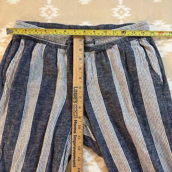Old Navy Navy Blue & White Striped Drawstring Linen Pants - Picture 7 of 9